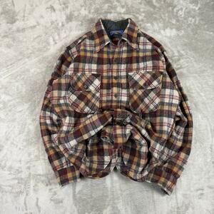 Vintage 60s Pendleton Button Down Wool Shirt Flannel Сhecked Plaid Shirt M